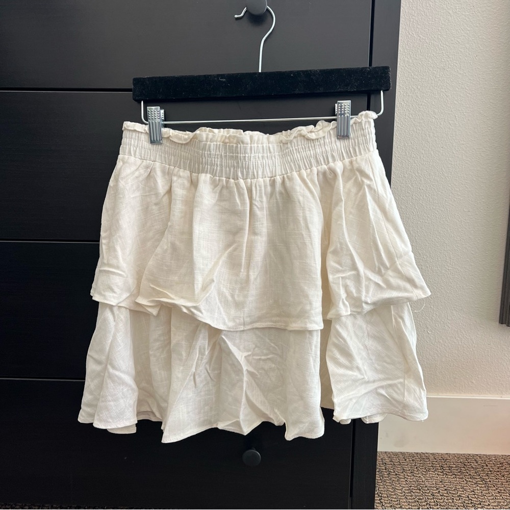 Princess Polly Elegant White Tiered Skirt